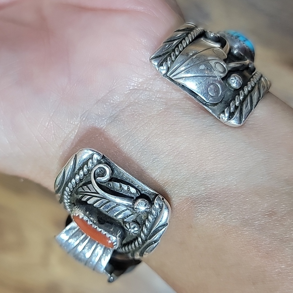 1950's Rare Navajo Sidewinder Cuff Bracelet Watch - Picture 5 of 16